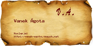 Vanek Ágota névjegykártya